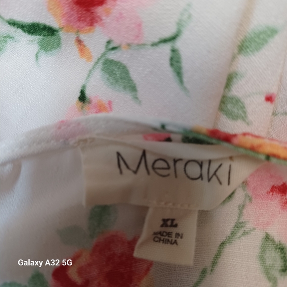 Meraki Cream Floral Wrap Blouse Size XL - Picture 3 of 13